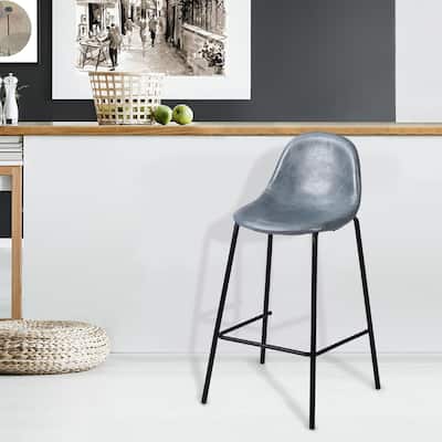 Porthos Home Theo Counter Stools Set Of 2, PU Leather Upholstery, Iron Legs