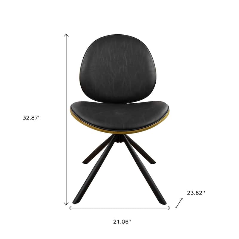 HomeRoots Black Upholstered Faux Leather And Metal Dining Side Chair - 21.06 in. x 32.87 in. x 23.62 in.