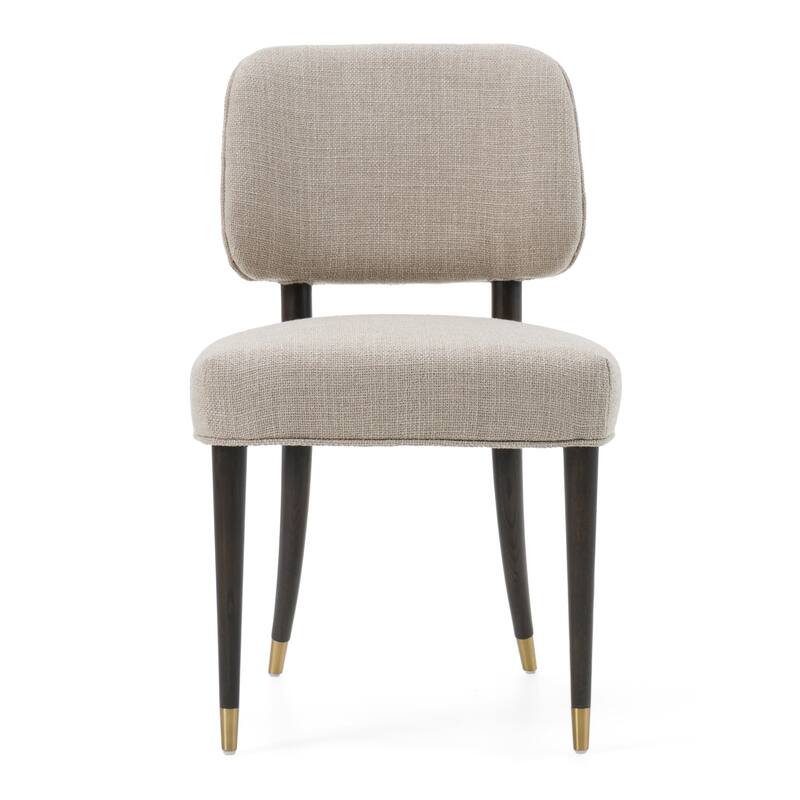 Modrest Kathy Modern Beige Fabric & Oak Dining Side Chair (Set of 2)