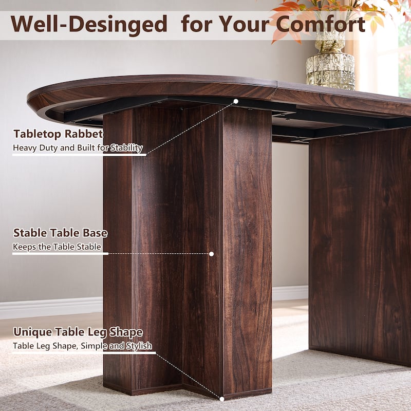 Modern 63" Oval Dining Table, Kitchen Table with Sturdy T-Shaped Base