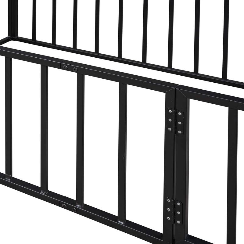 Metal Floor Bed Frame with Fence & Door