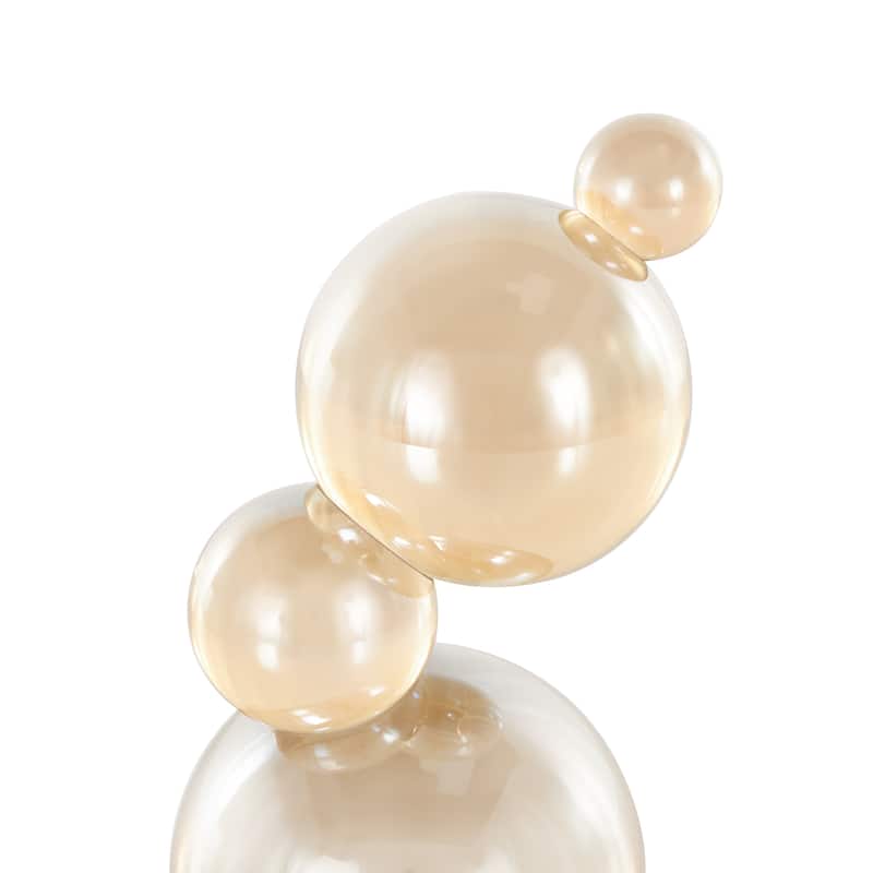 Glass Stacked Orbs Abstract Decorative Sculpture - Beige or Clear