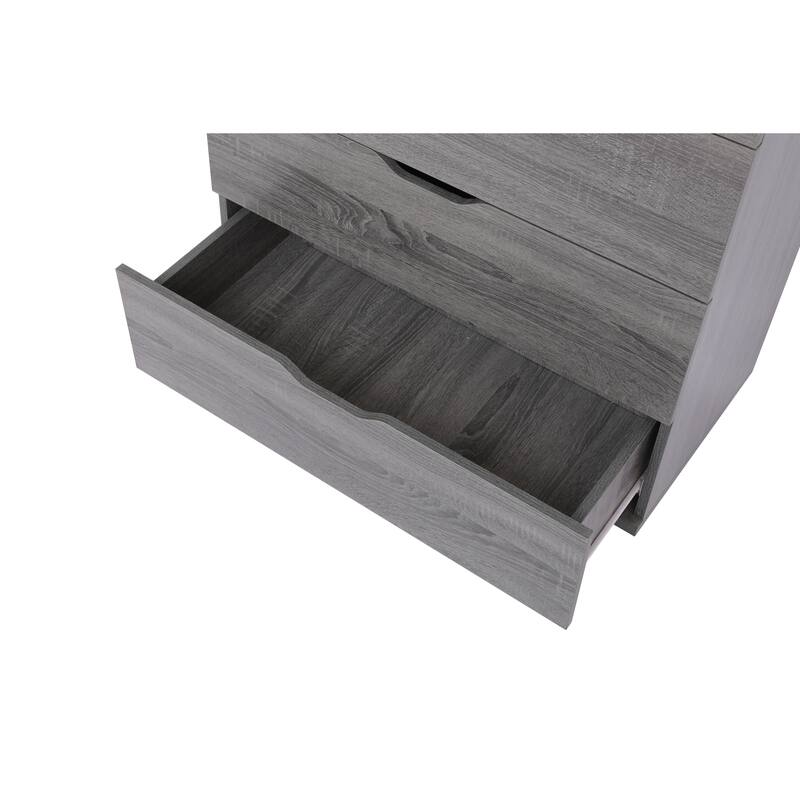 5 Drawer Storage Cabinet with Wheels Tall Dresser Modern Design Movable