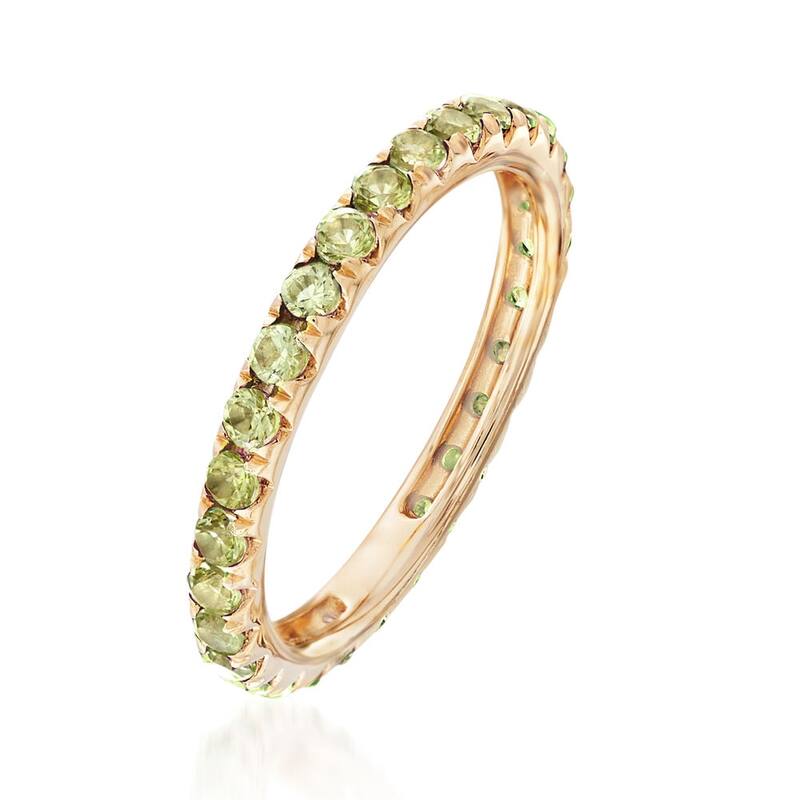 14KT Yellow Gold Peridot Gemstone Eternity Band Ring