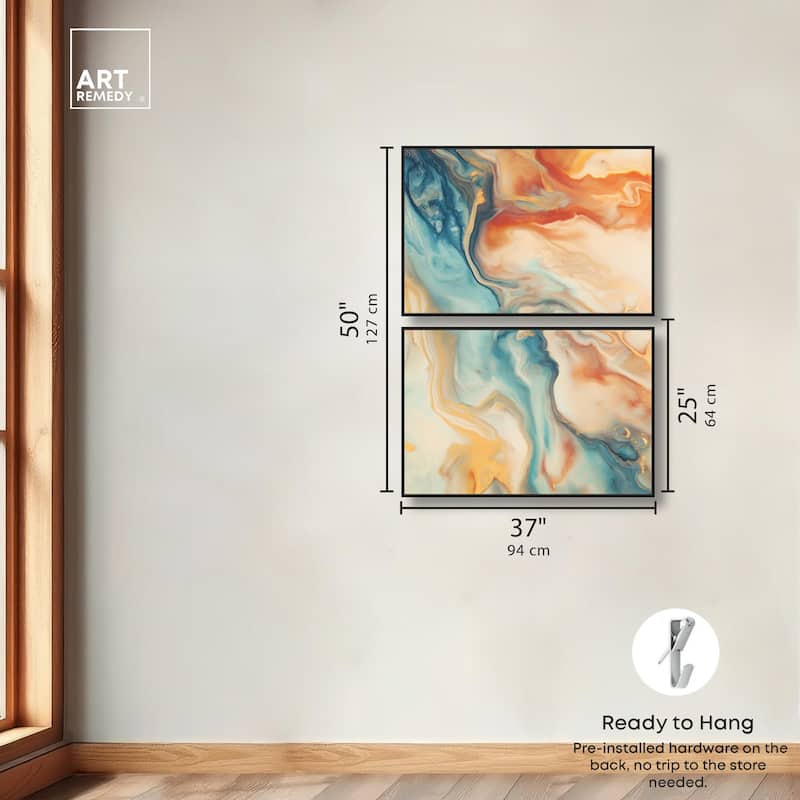 Marbled Sunrise II Canvas Set of 2 by Art Remedy