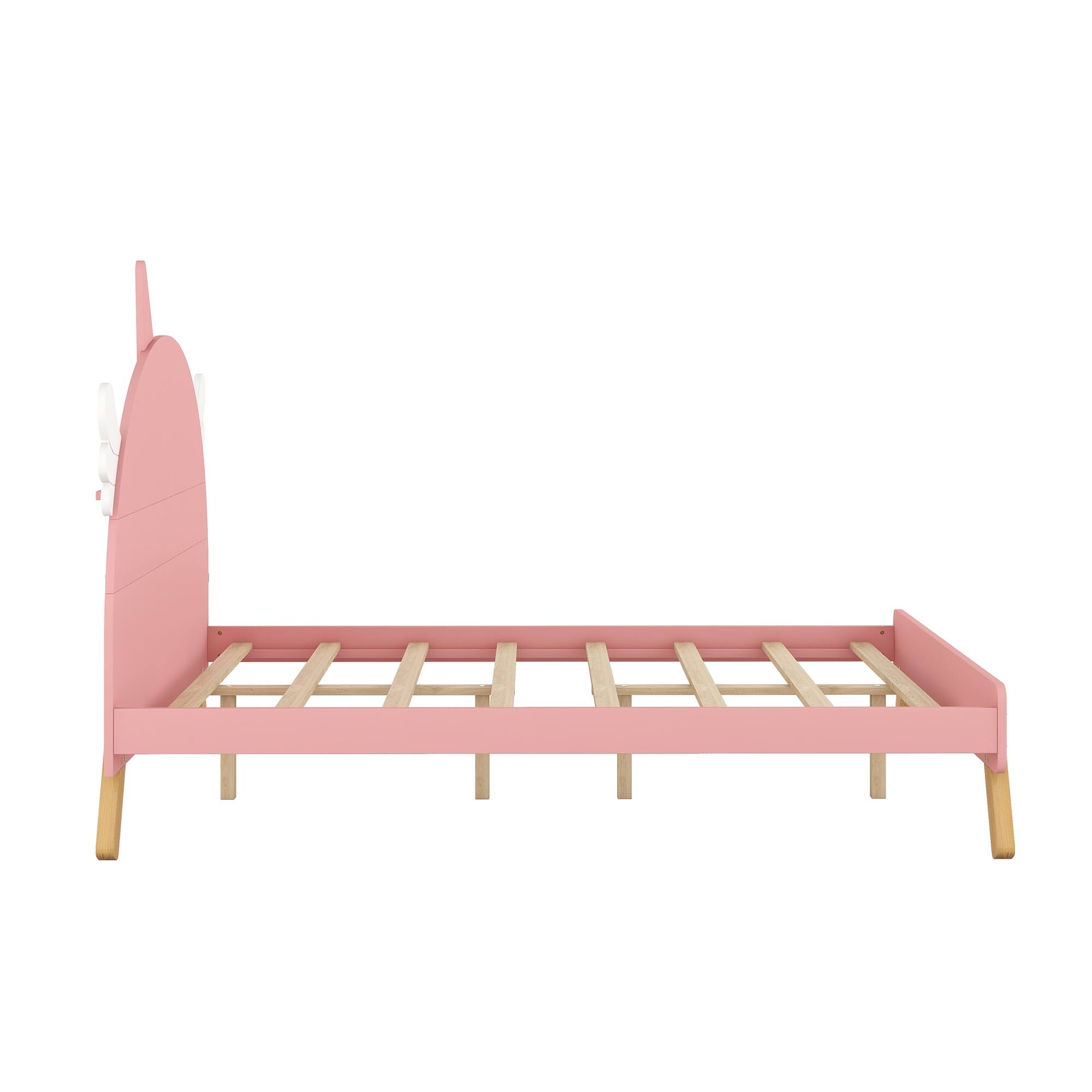 Wooden Cute Bed With Unicorn Shape Headboard,Full Size Platform Bed Bed Bath & Beyond 37535457