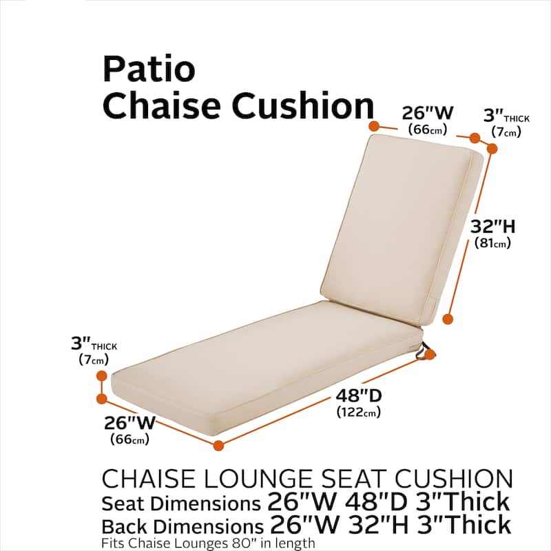 Classic Accessories Montlake Water-resistant Patio Chaise Lounge Cushion