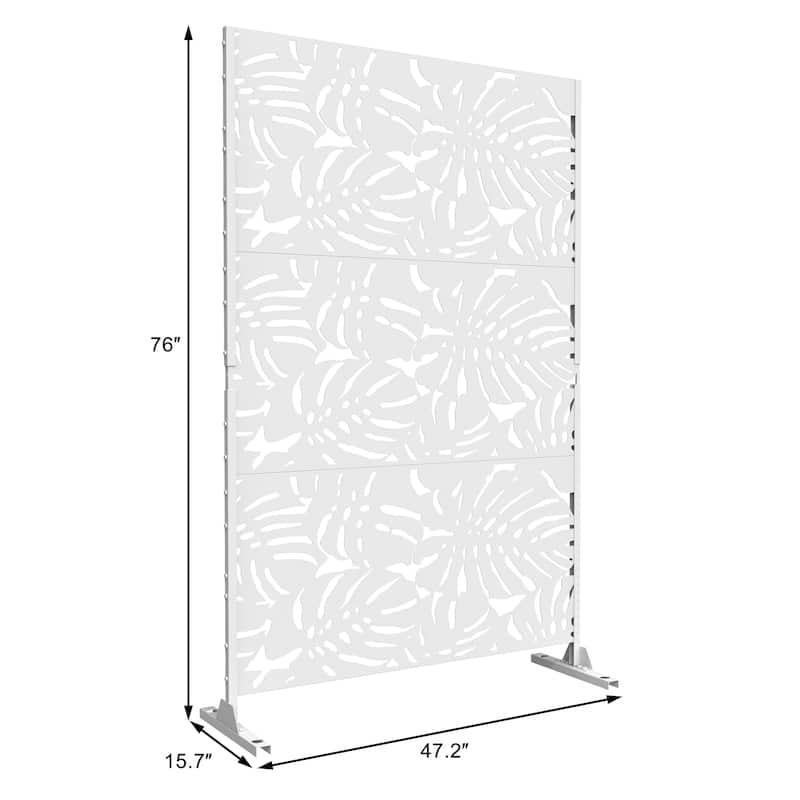 Black Metal Free Standing Outdoor Privacy Screen for Patio Garden