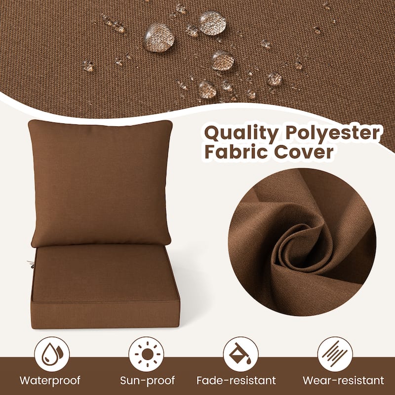 Gymax Deep Seat Chair Cushion Pads Set Indoor/Outdoor w/ Rope Belts