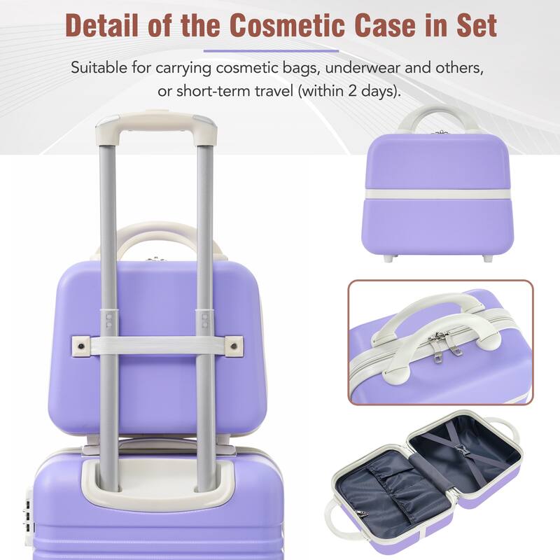 Lightweight 3-Piece Hardshell Luggage Set with TSA Lock, 20" + 28" Luggage & Cosmetic Case
