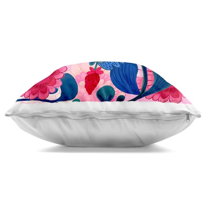 Stupell Folk Birds on Dahlias Decorative Printed Throw Pillow Design by Kay Widdowson