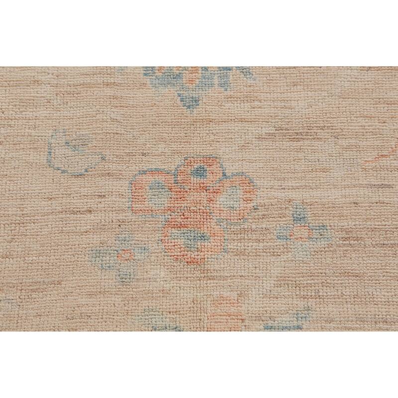Hand Knotted Oriental 100% Wool Carpet Transitional All-Over Peach Oushak Area Rug - 9' 0'' X 6' 3''