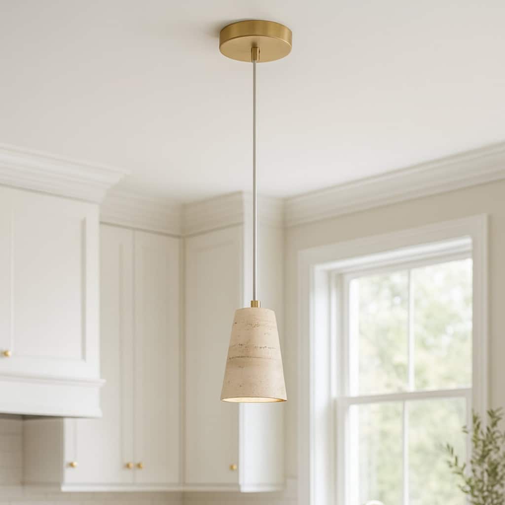 Acroma 1 - Light Natural Stone Cone Pendant Light - 1-light