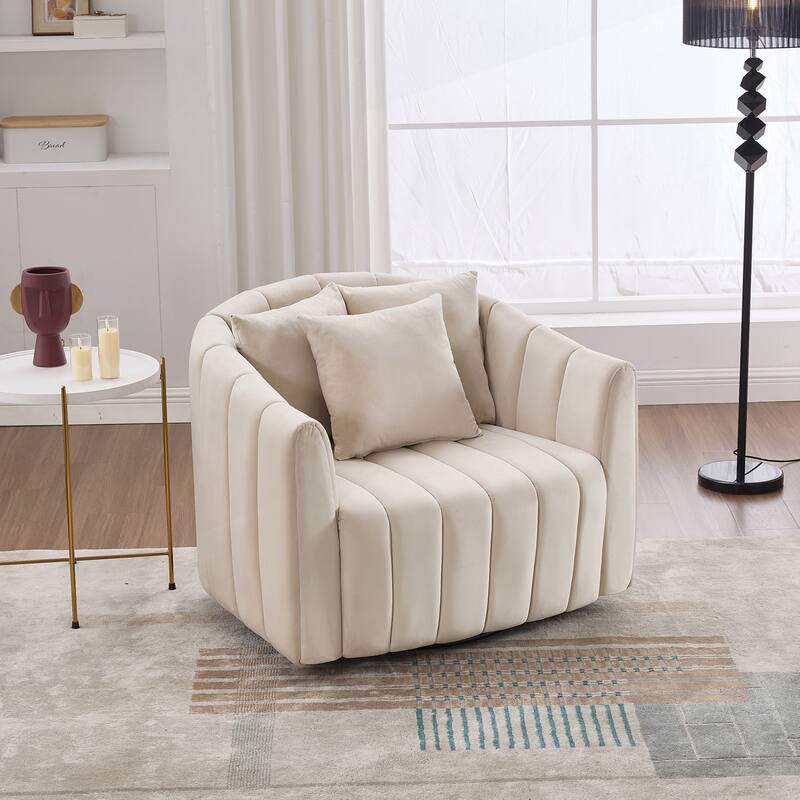 Comfortable Oversized Velvet Swivel Chair with Multiple Pillows for Various Rooms