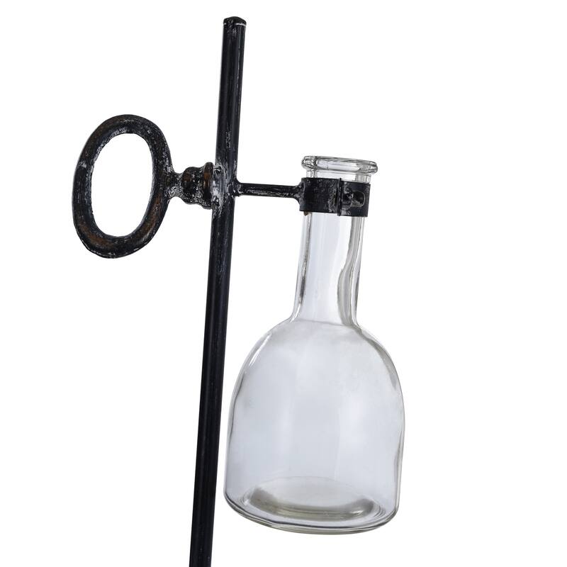 Carbon Loft Abiram Glass Flask Vase with Oval Ring Support Metal Stand Table Top Accessory