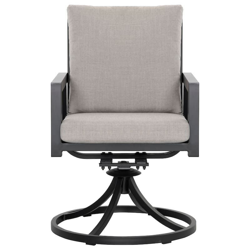 Outdoor 5-Piece Swivel Dining Set with Gray Soft Cushions