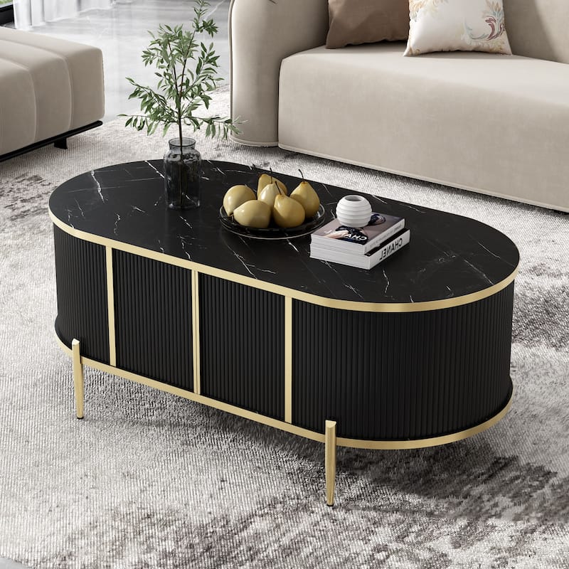 Modern Luxury Oval Fluted Coffee Table