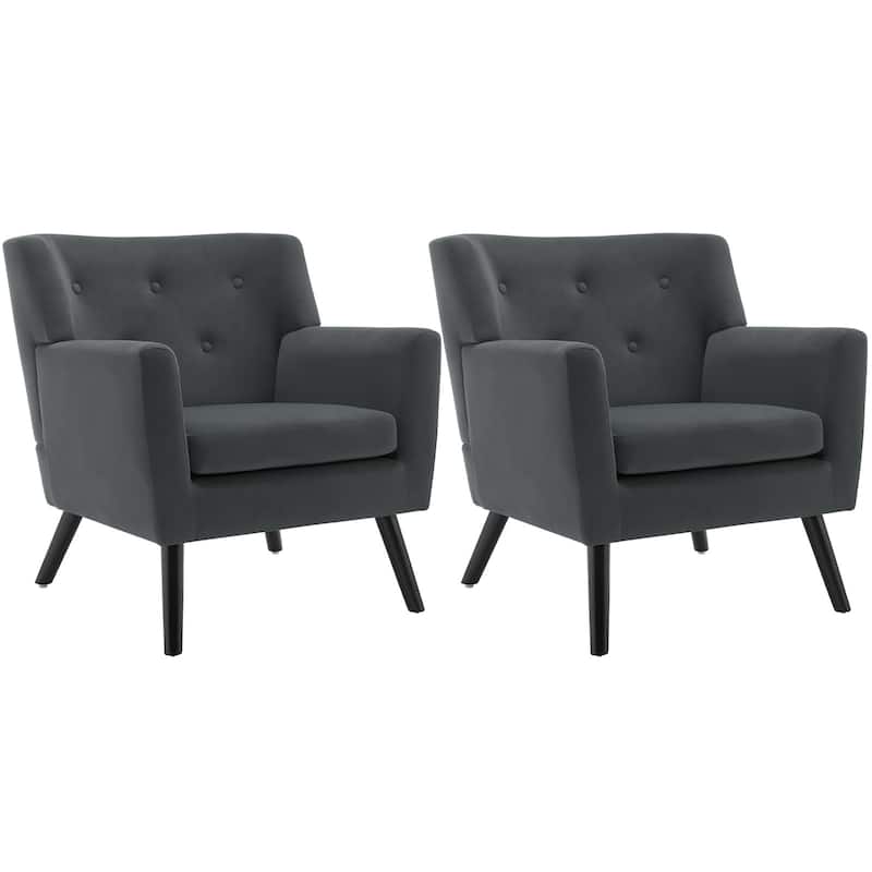 Velvet Upholstered Armchair Tufted Accent Chair, Set of 2 - 30.71"H x 28.35" W x 27.56"D