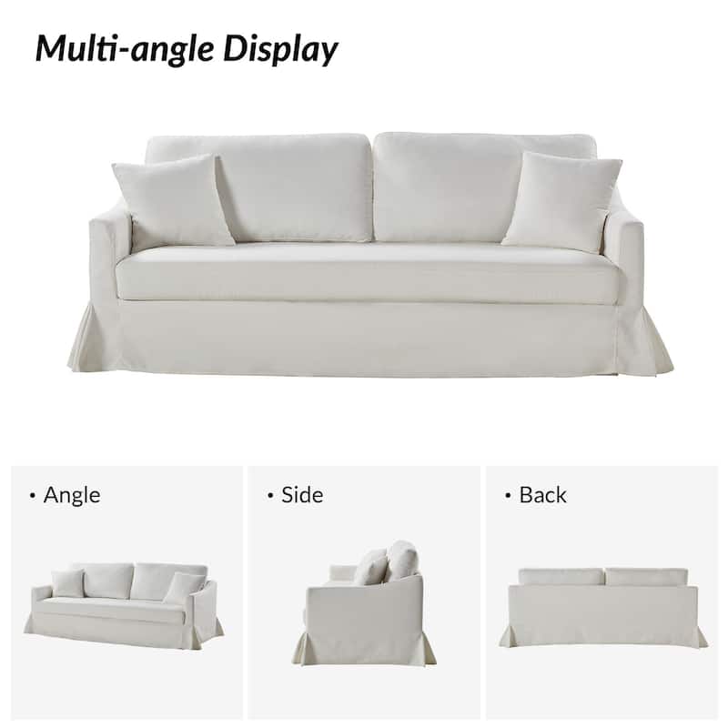 Volkhard 80.5" Modern Slipcovered Sofa With Removable Back Cushion By HULALA HOME