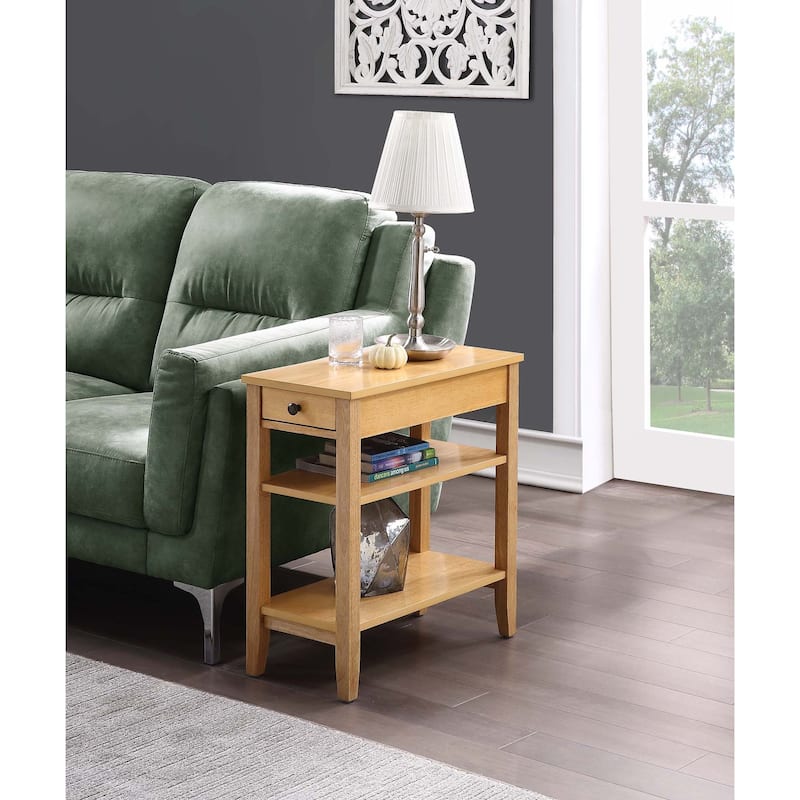 Convenience Concepts American Heritage 1 Drawer Chairside End Table with Shelves - Natural