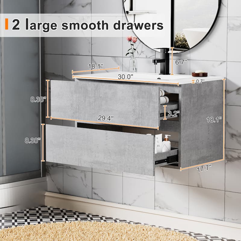 Wall Mounted Bathroom Vanity Sink Combo Cabinet Vanity Set