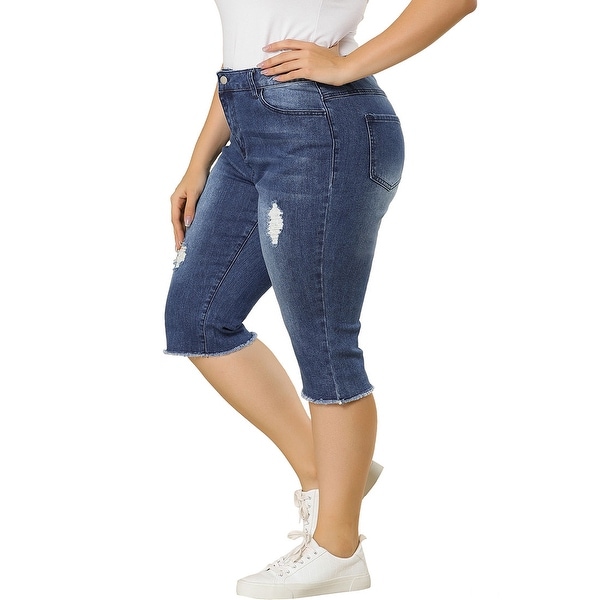Raw hem capri jeans clearance