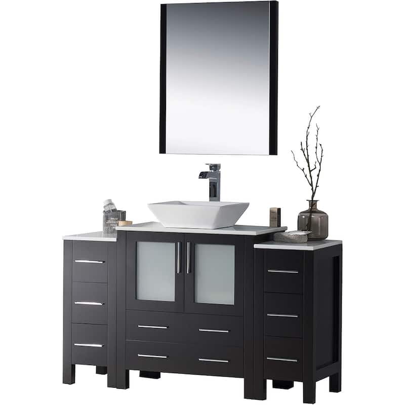 Blossom Sydney 54" Bathroom Vanity with Double Side Cabinets & Mirror - Espresso - Espresso Finish