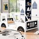 preview thumbnail 14 of 22, Classic Design Twin Size Car-Shaped Platform Bed with Wheels,Sturdy Pine Wood and Safety Guardrail