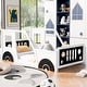 preview thumbnail 14 of 22, Durable Twin Size Classic Pine Car-Shaped Platform Kids Bed Frame with Wheels, Fun Design for Bedrooms, Easy Assembly, Blue