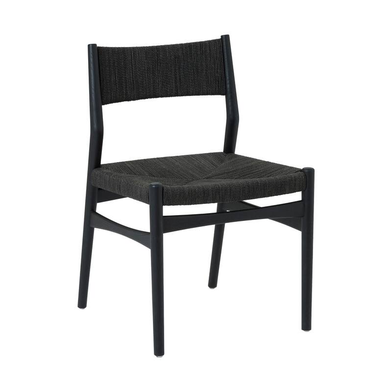 HomeRoots Six Piece Black Round Dining Set with Four Chairs and Sideboard