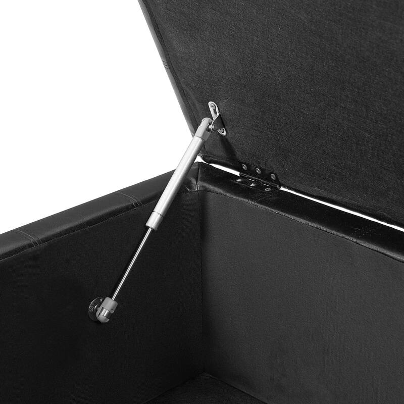 30.25" Square PU Storage Ottoman with Lift-Top & Rubber Wood Legs