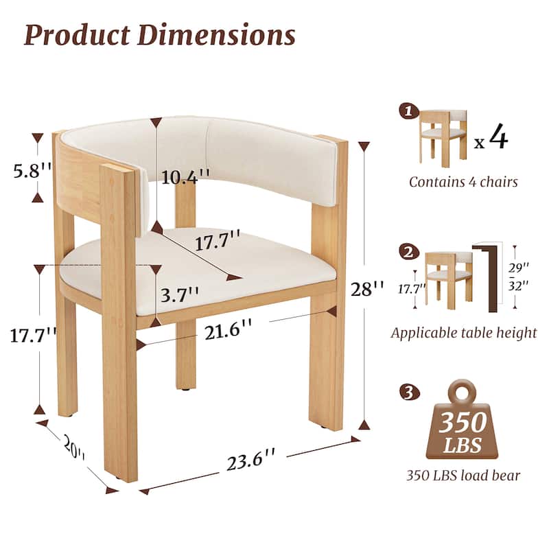 Upholstered Dining Chair Wooden Dining Chairs Set of 4 Modern Dining Room Chair for Kitchen Dining Room