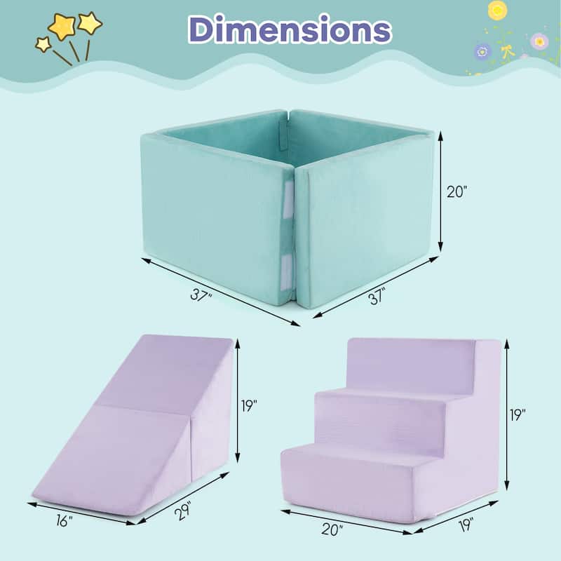 Gymax 3-in-1 Foam Climbing Blocks for Toddlers w/ Ball Pit for