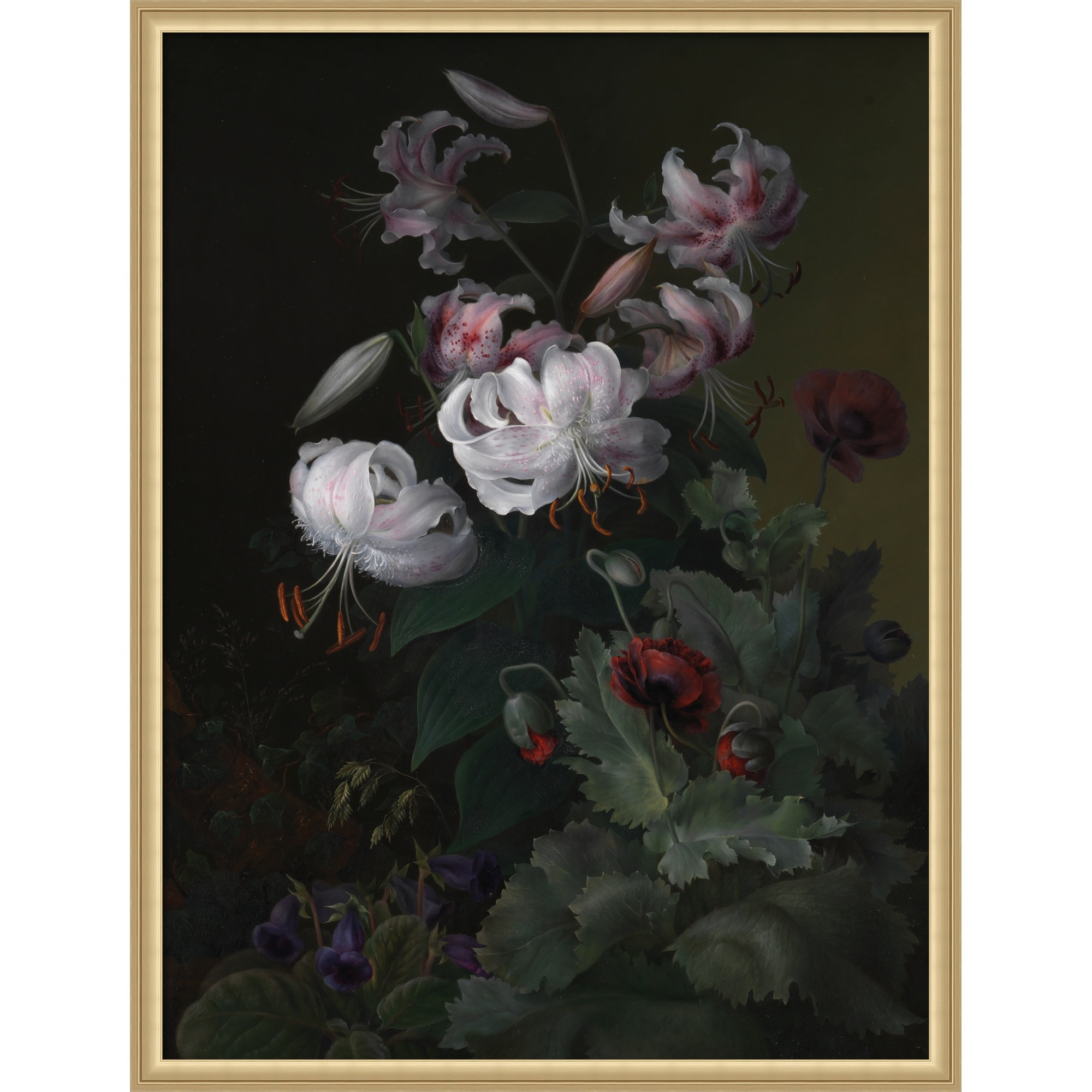 Flowering Plants by Hermania Sigvardine Neergaard Framed Mounted Canvas Wall Art Print