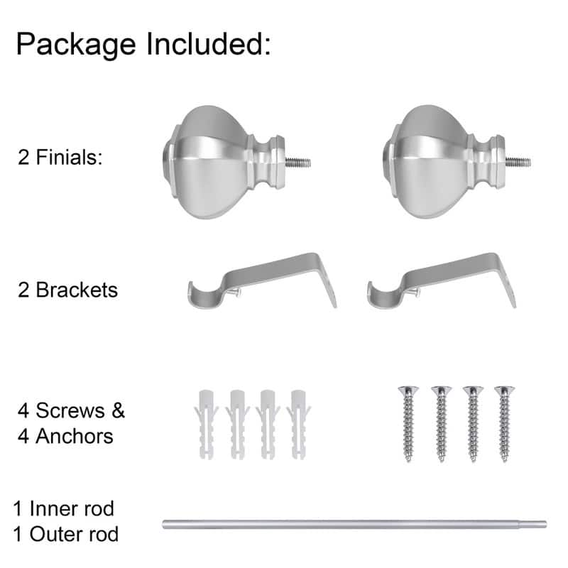 UTOPIA ALLEY 3/4 Inch Curtain Rod - Curtain Rods for Windows 28 to 48 Inch, Adjustable Drapery Rods