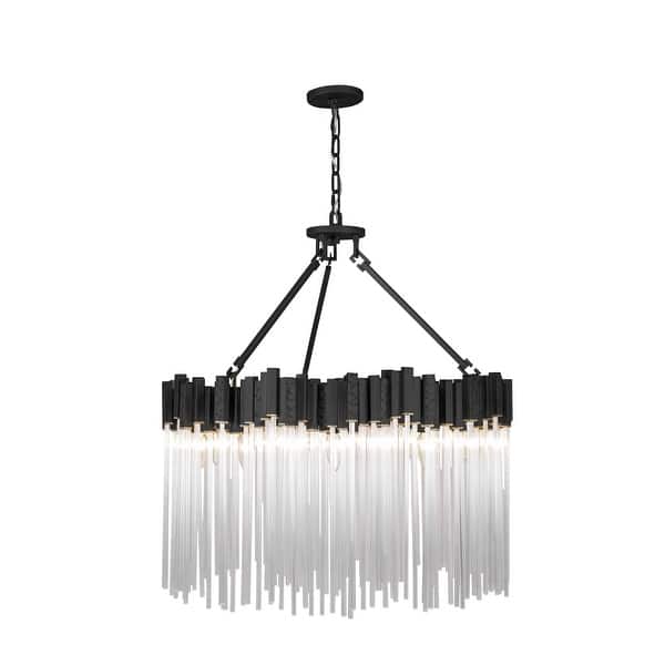 slide 2 of 7, Varaluz Matrix Chandelier - 30"D x 30"W x 31"H Matte Black/French Gold
