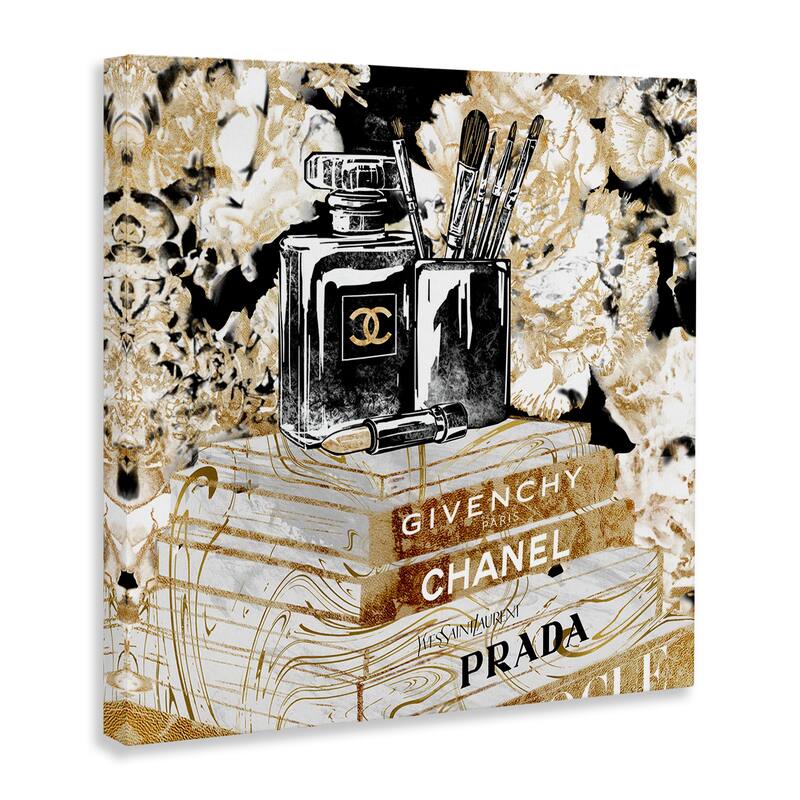 Stupell Glam Designer Accessories Women's Fashion Book Detail Canvas Wall Art - Gold