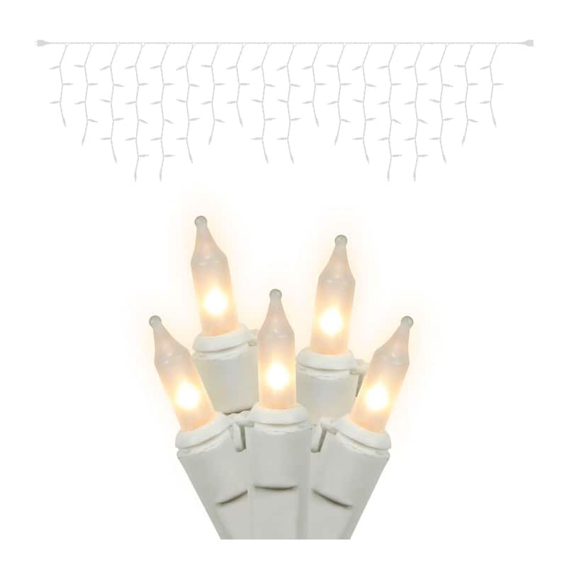 Vickerman 100 White Mini Light Icicle Light on White Wire, 9' Christmas