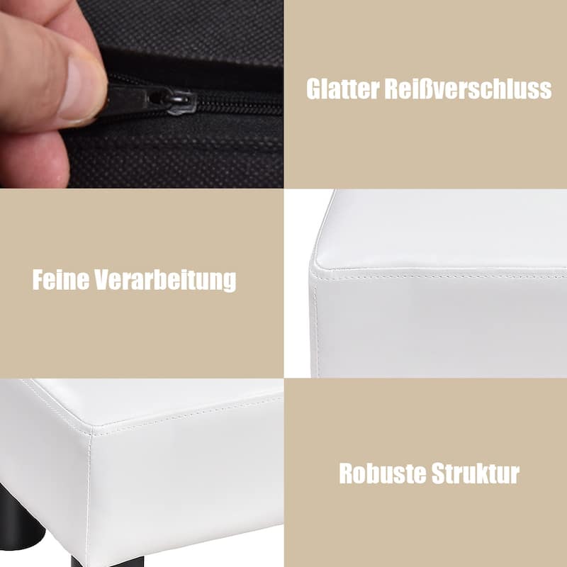 Gymax PU Leather Ottoman Rectangular Footrest Small Stool - See Details