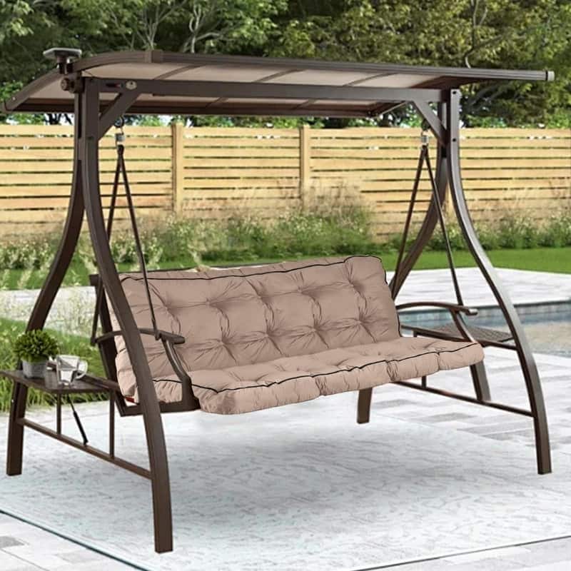 Porch Swing Replacement Cushion, 55in Outdoor Bench Cushions with Backrest , 3 Seat Patio Furniture Garden Loveseat Glider Pad