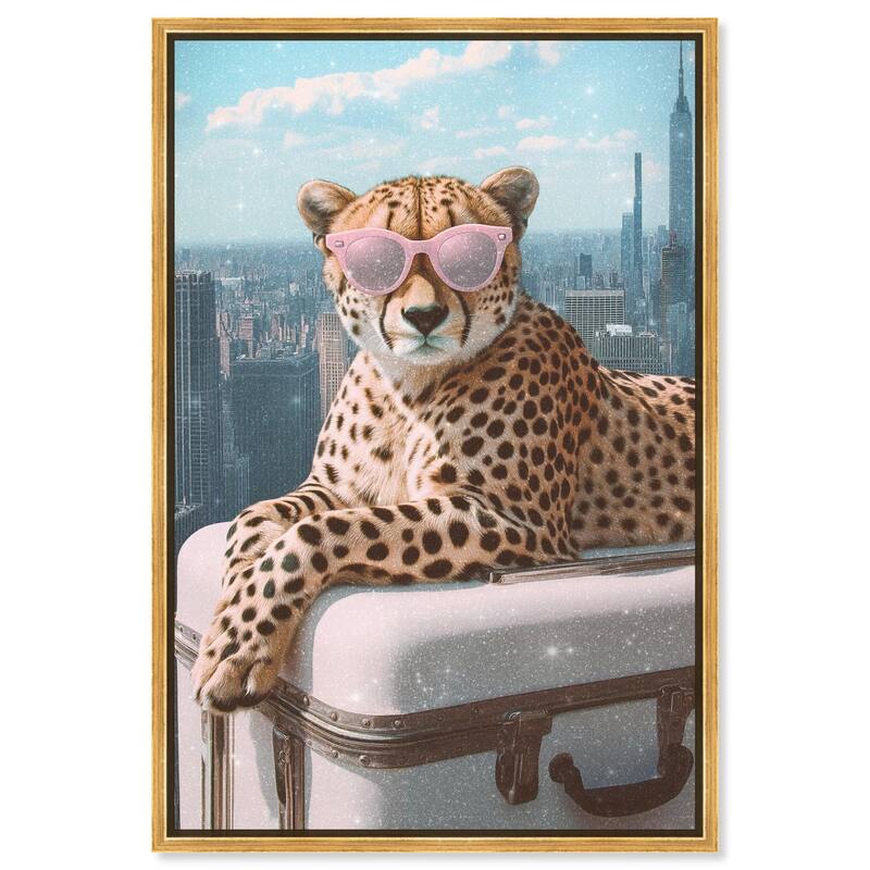 Cheetah Luggage NYC Canvas by Art Remedy - Gold - 30" x 45"