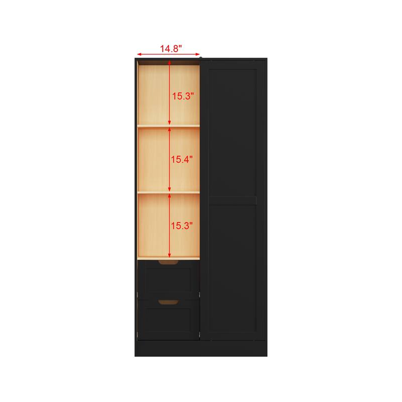 Elegant Wooden Storage Cabinet with Sliding Doors and Multiple Shelves