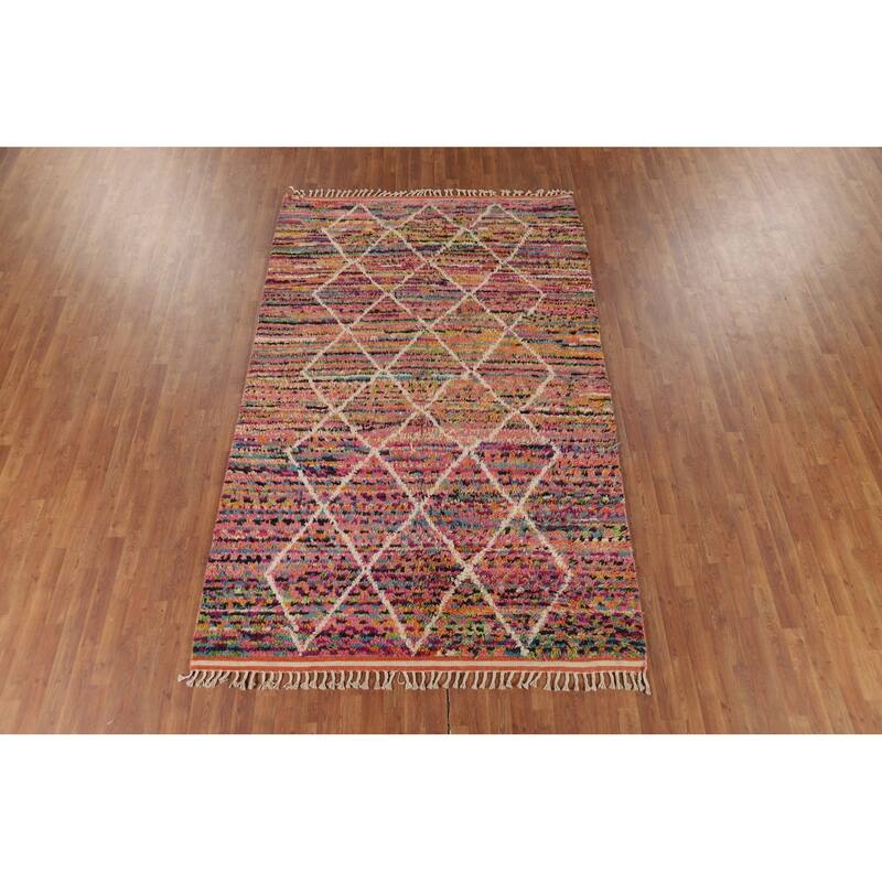 Trellis Plush Moroccan Oriental Area Rug Hand-Knotted Wool Carpet - 6'1" x 9'8"