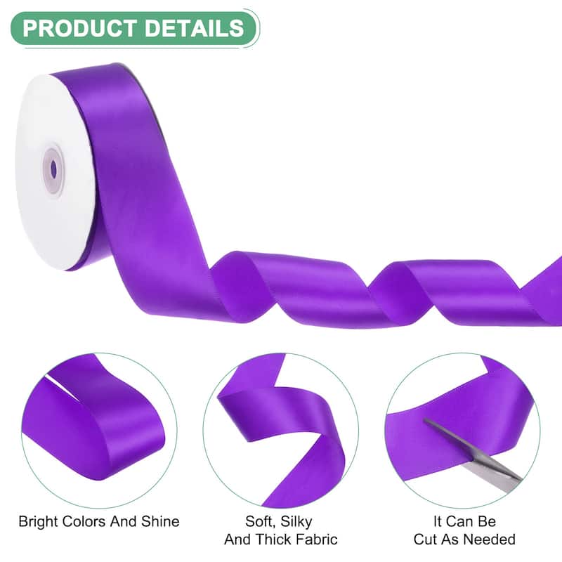 Satin Ribbon 50 Yards 1-1/2" Wide Polyester Fabric Ribbon Decoration - Purple