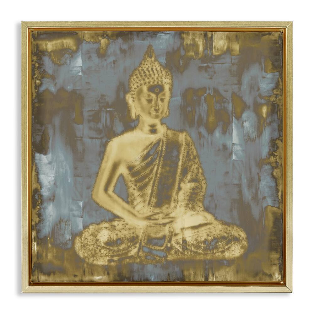 Stupell Muted Earthy Buddha Abstract Framed Floater Canvas Wall Art Design By Tom Bray