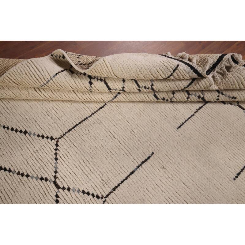 Moroccan Oriental Area Rug Handmade Stripe Wool Carpet - 5'11"x 10'0"