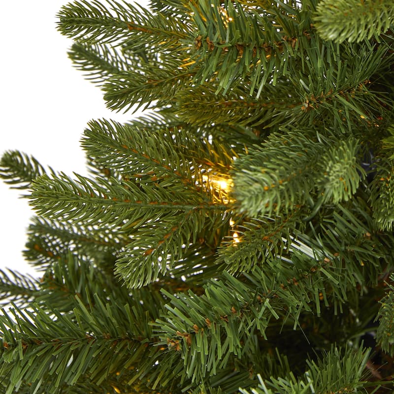 3’ Pre-Lit Washington Fir Artificial Christmas Tree, Clear LED Lights - 3 Foot