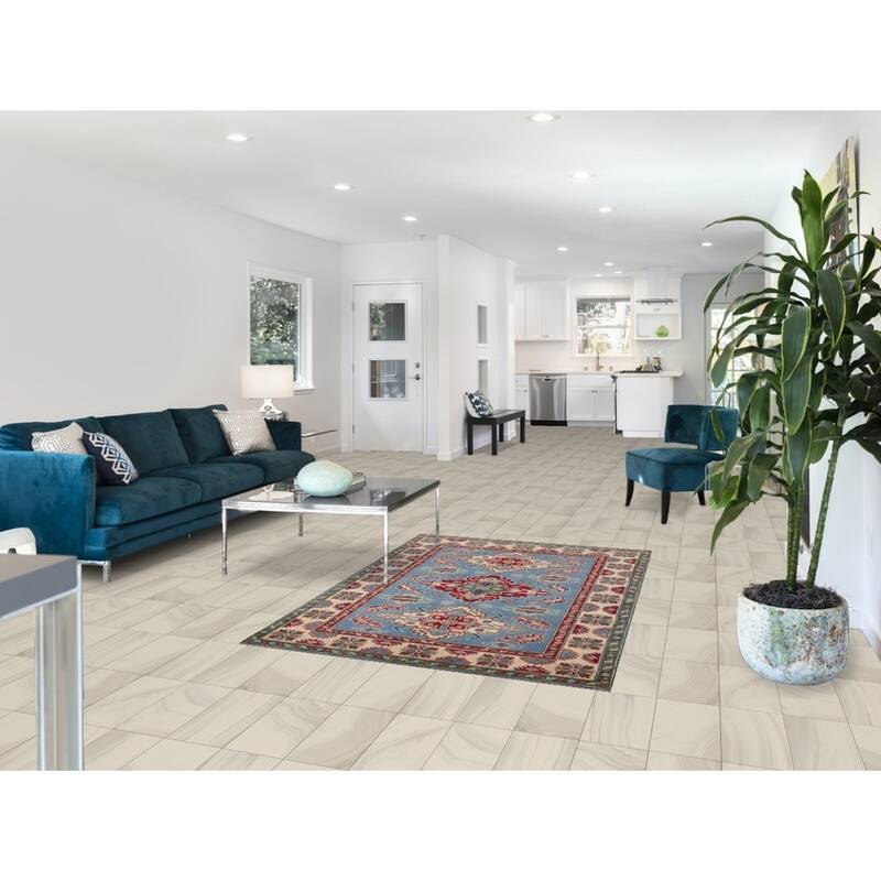 Blue Geometric Kazak Oriental Accent Rug Handmade Wool Carpet - 4'0" x 5'10"