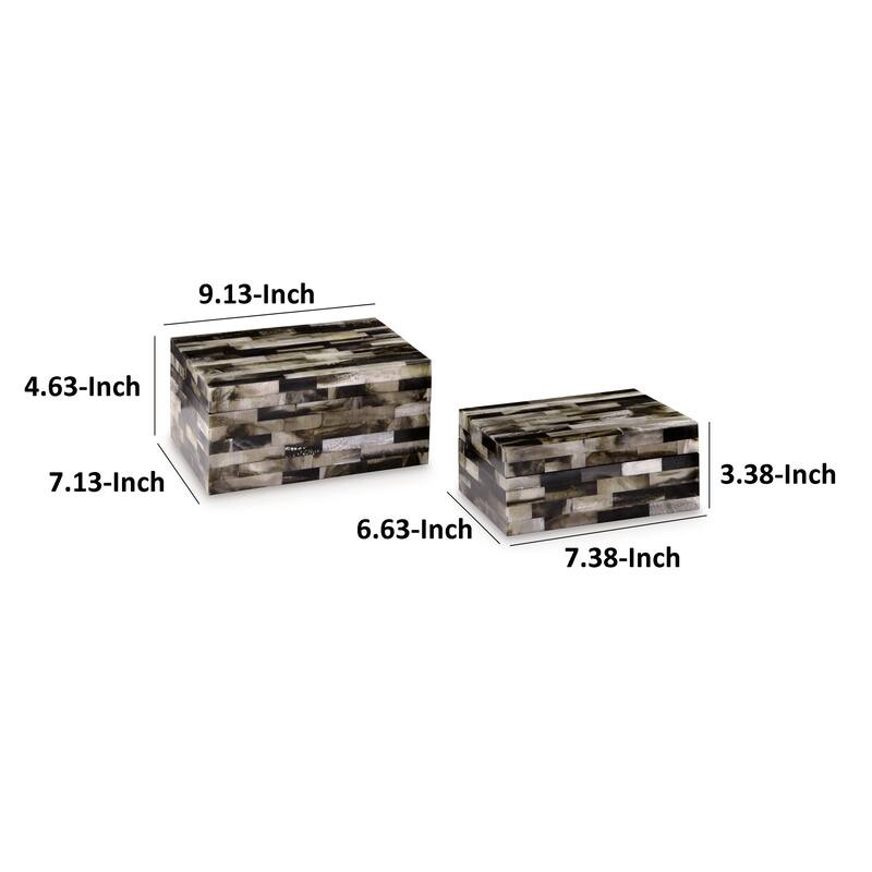 Foer Decorative Storage Box Set of 2, Black Brown Cream Mosaic Pattern