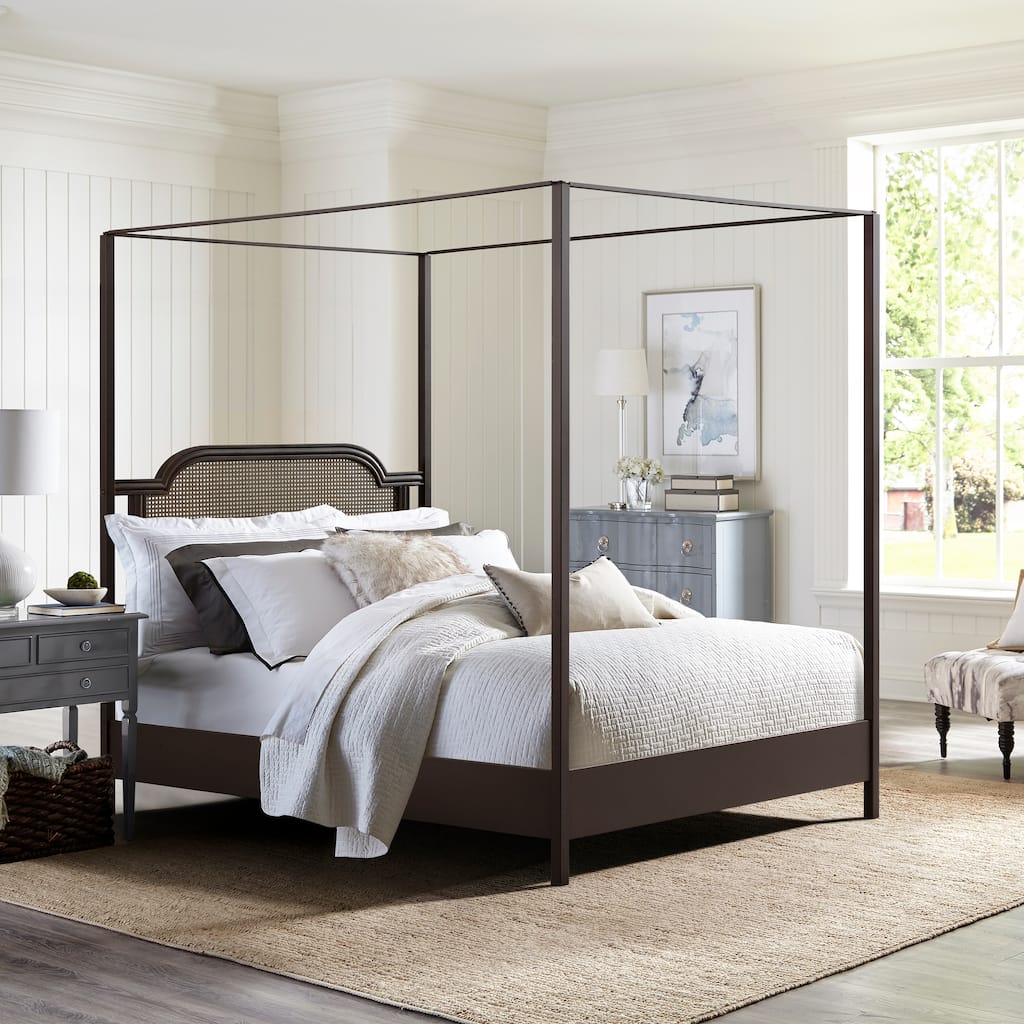 Hillsdale Furniture Melanie Wood and Metal Canopy Bed, Oiled Bronze